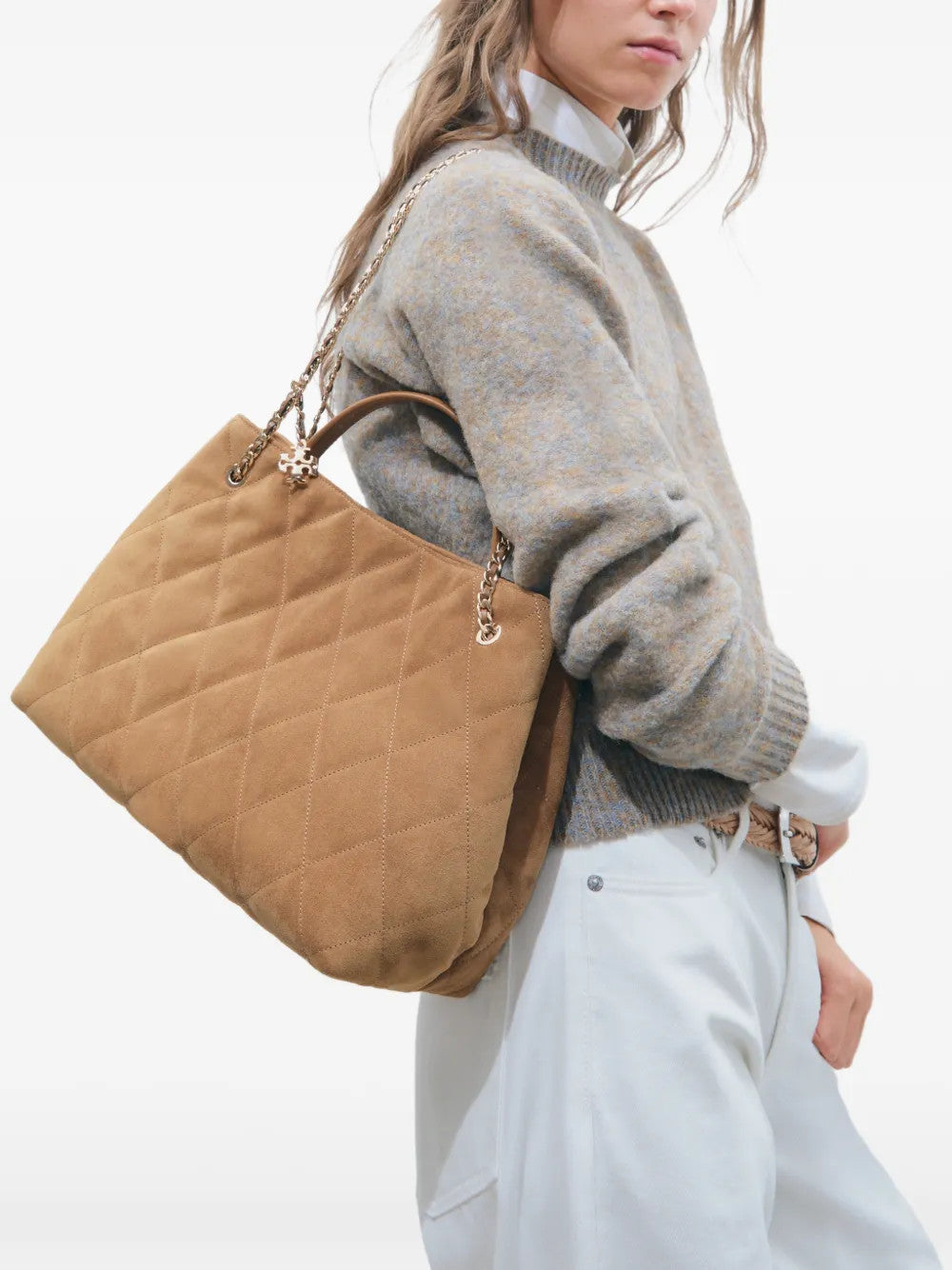 Tan bag, side view