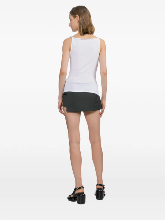 Grey shorts, full body view