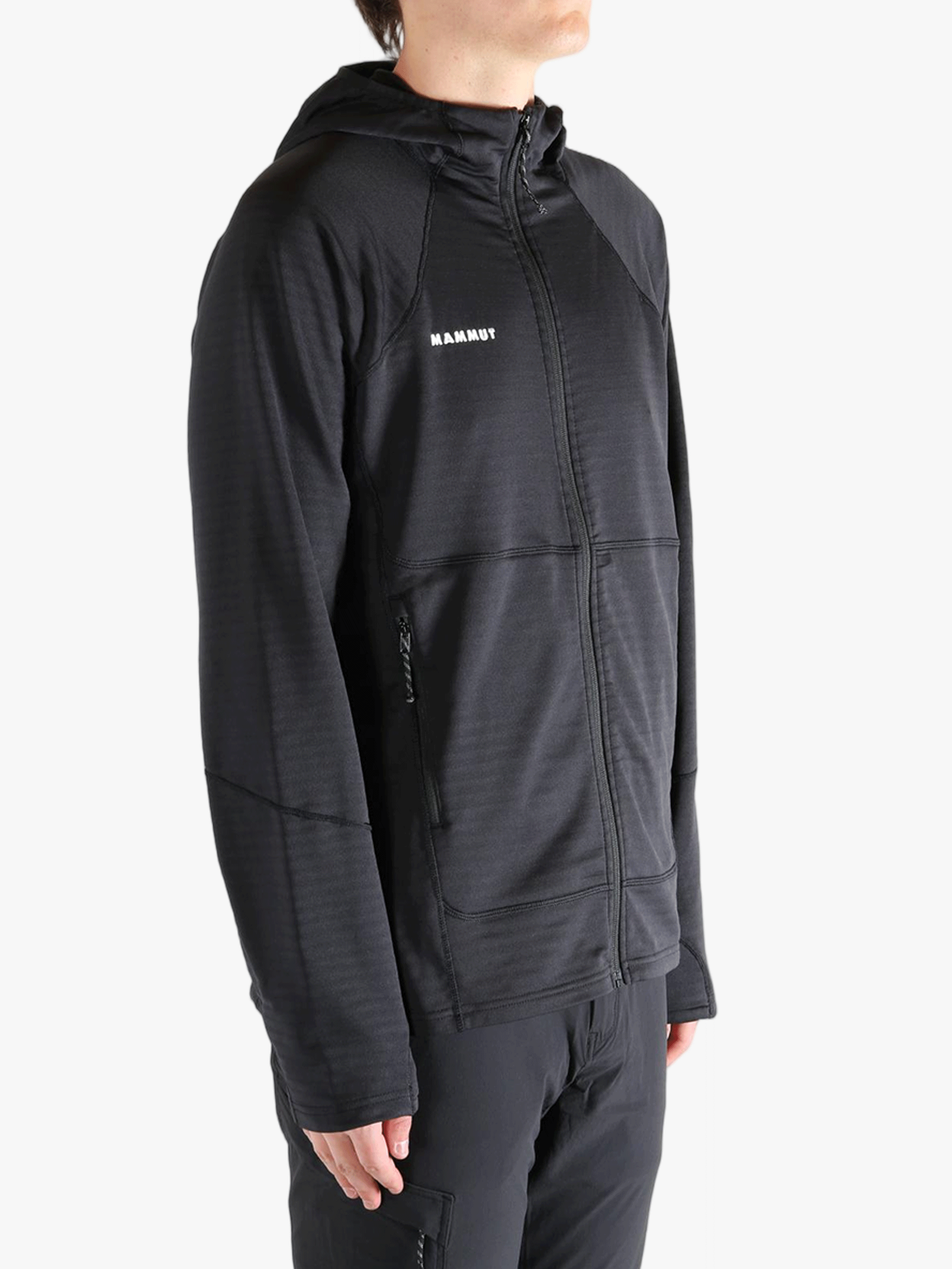 Black jacket worn by a person, showing the jacket's fit