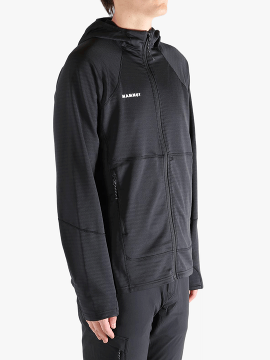 Black jacket worn by a person, showing the jacket's fit