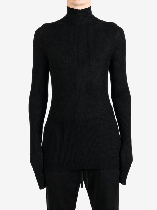 Black knitwear, full body view