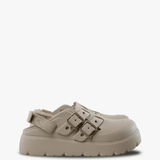 Tan shoes, side view