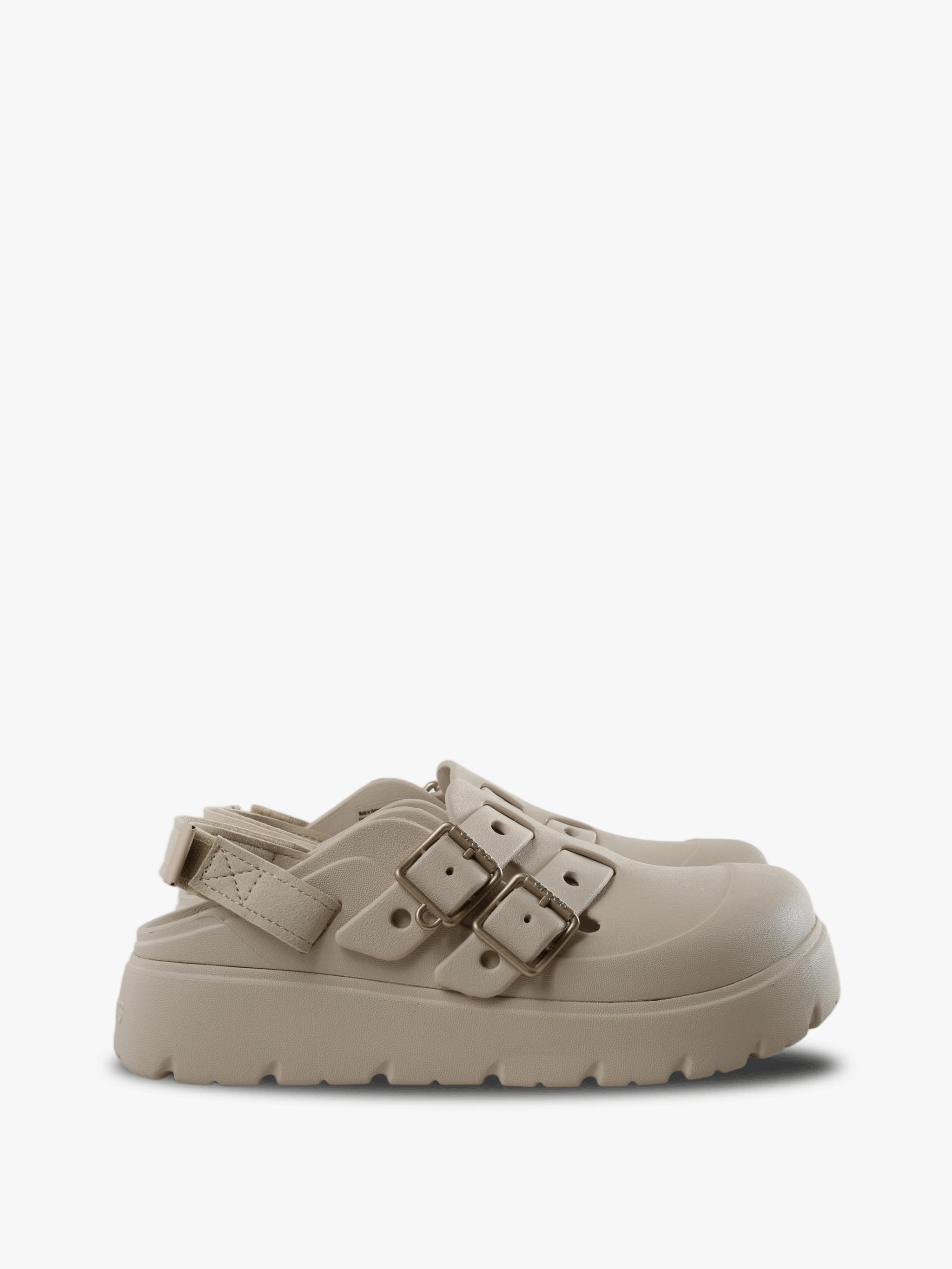 Tan shoes, side view