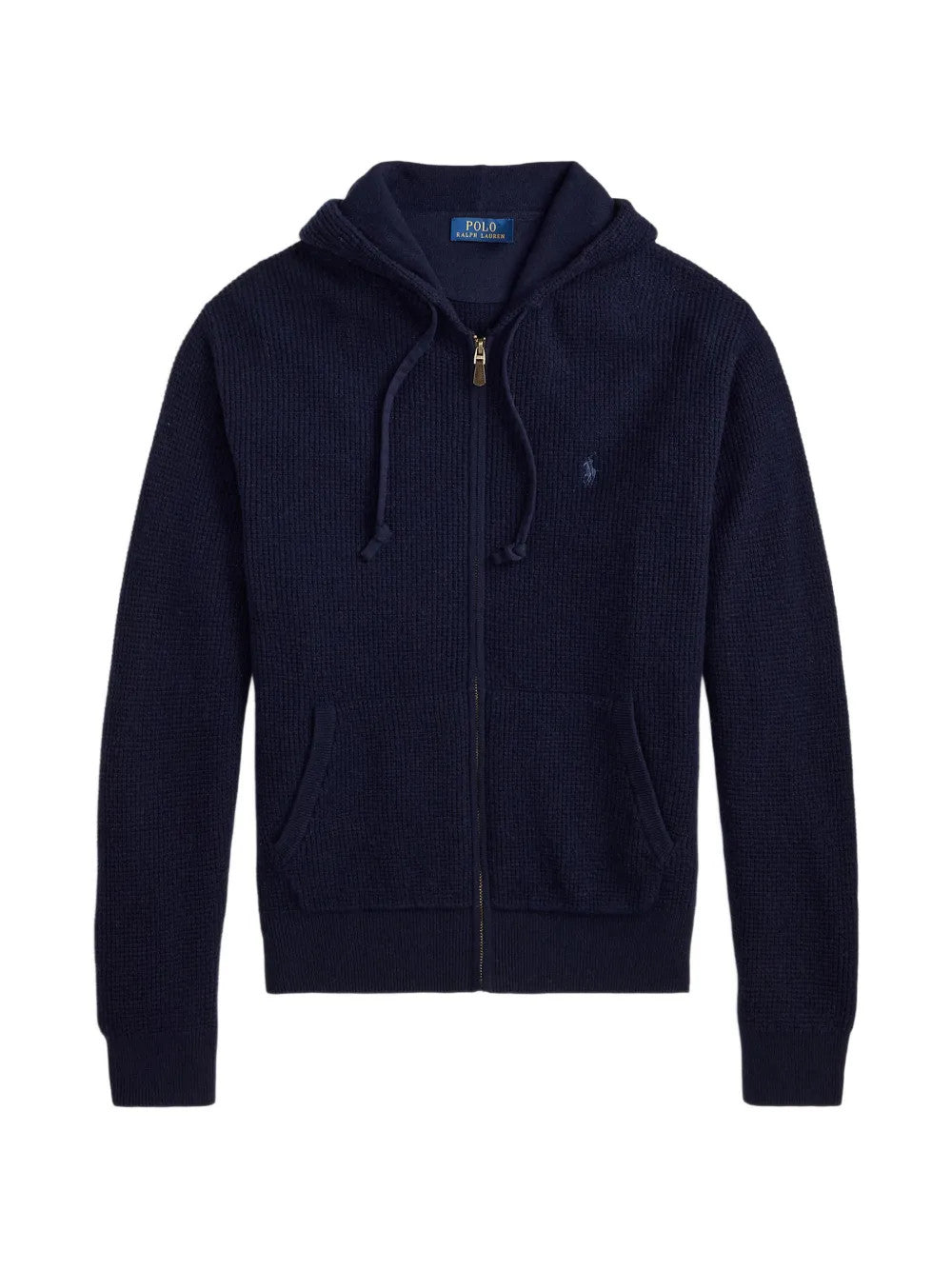 Navy knitwear, front view