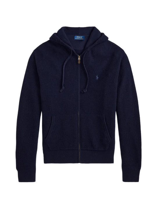 Navy knitwear, front view