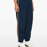 Navy pants, full body view