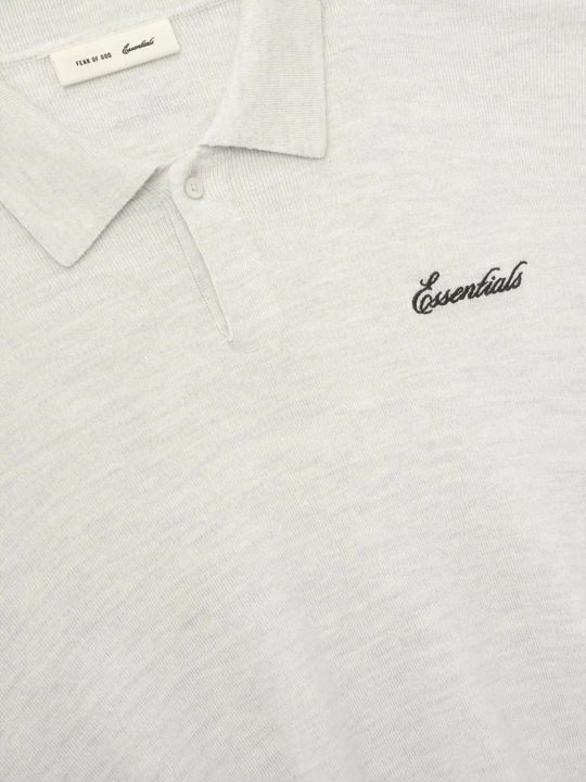 Close up of white polo shirt,showing texture of the wool fabric