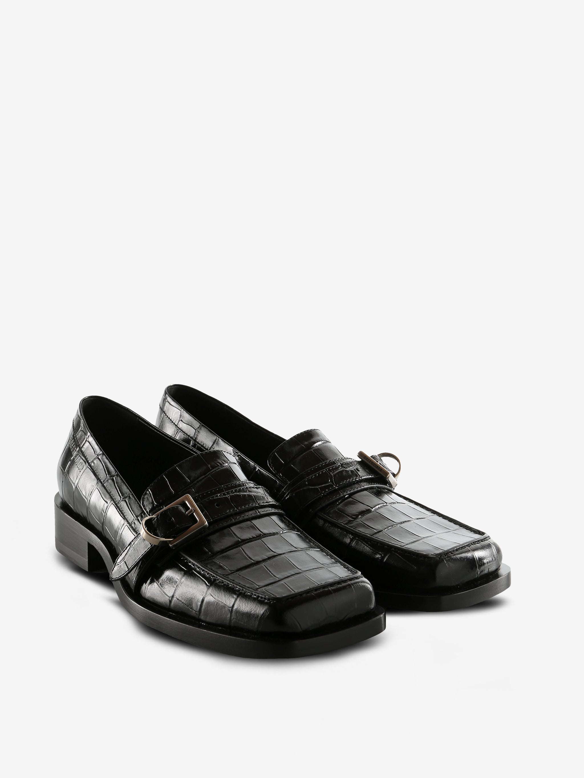 Black loafers, side view