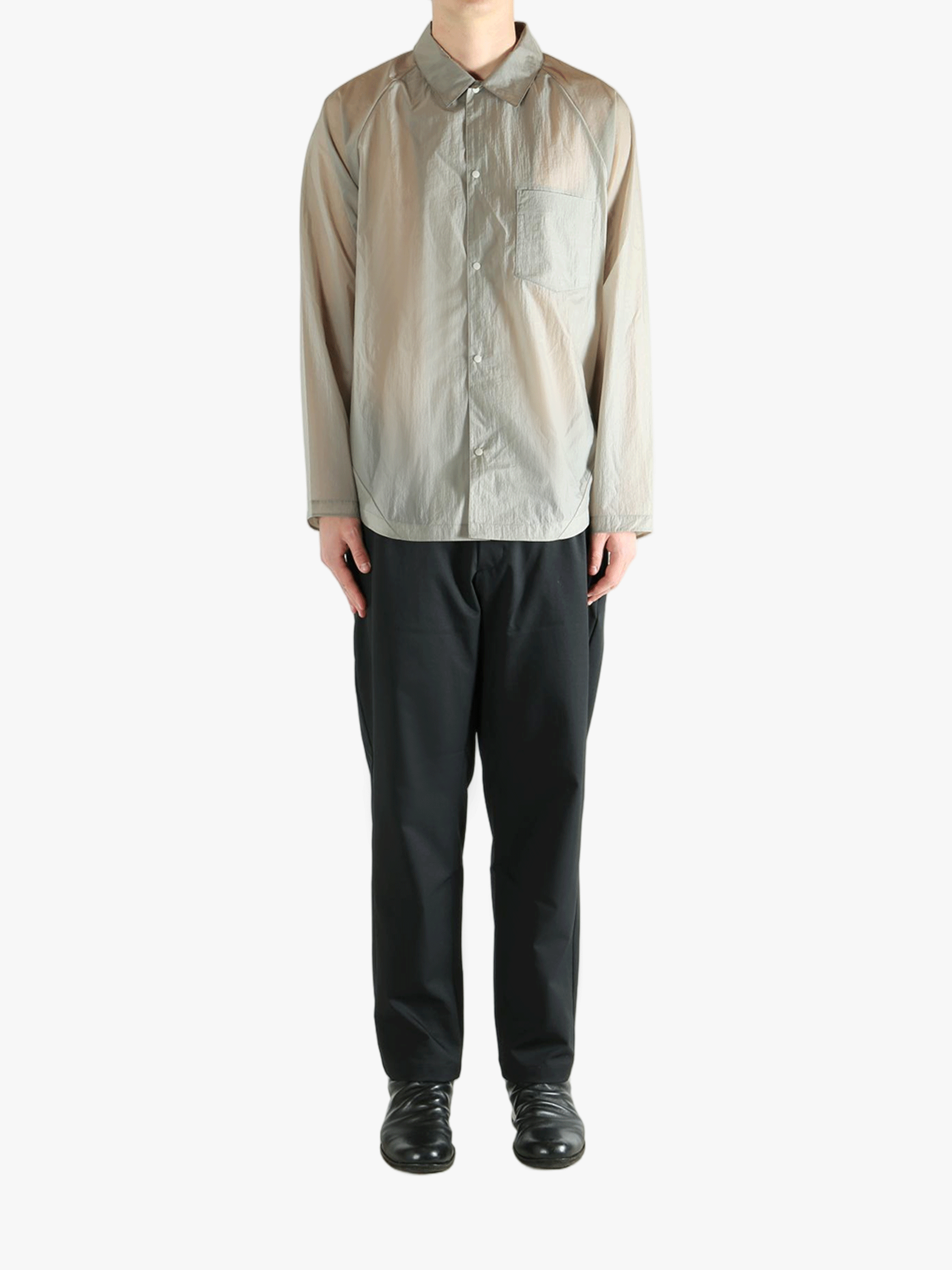 Grey shirt, full body view