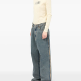 Grey jeans, full body view