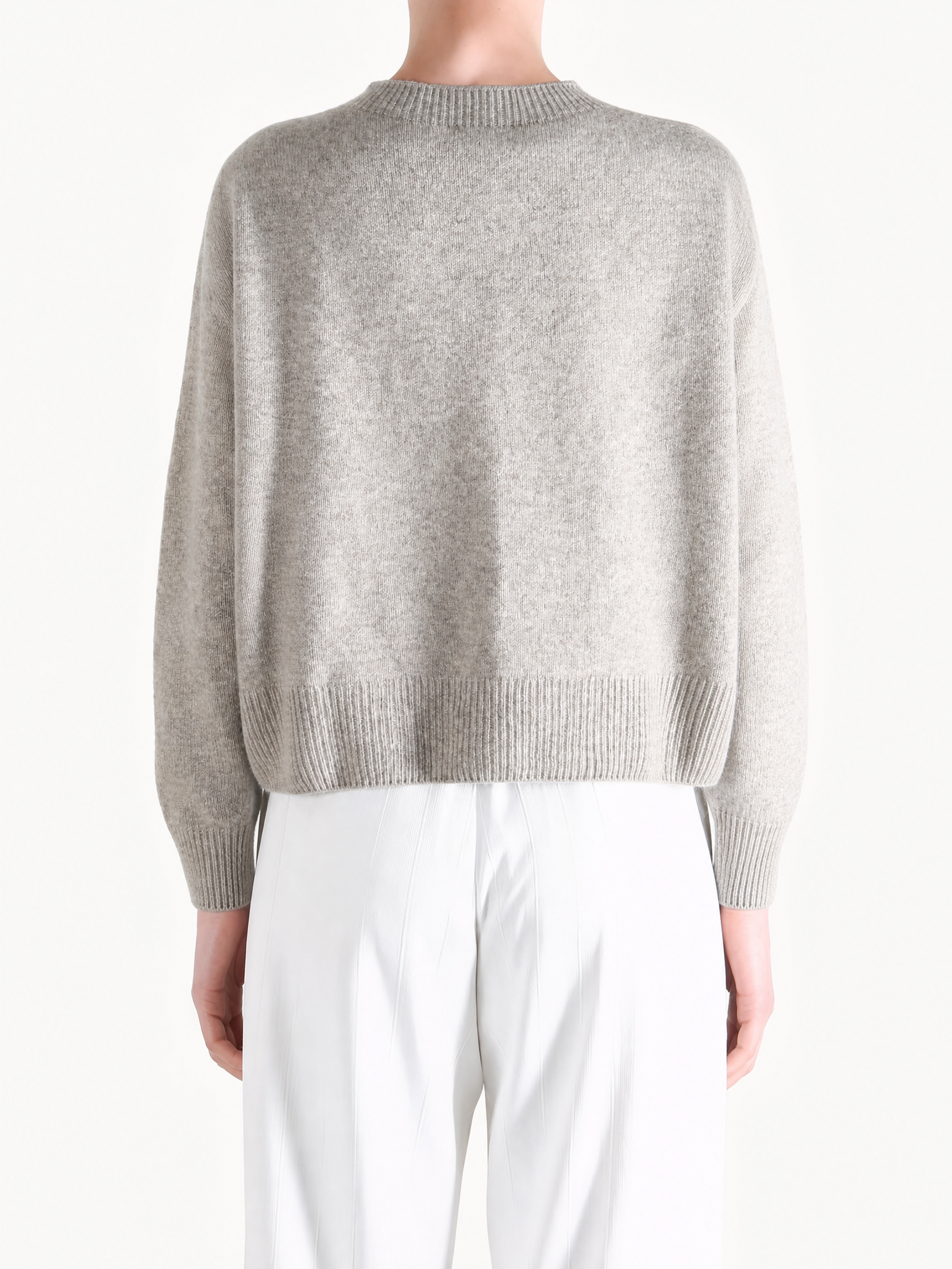 Grey knitwear, full body view