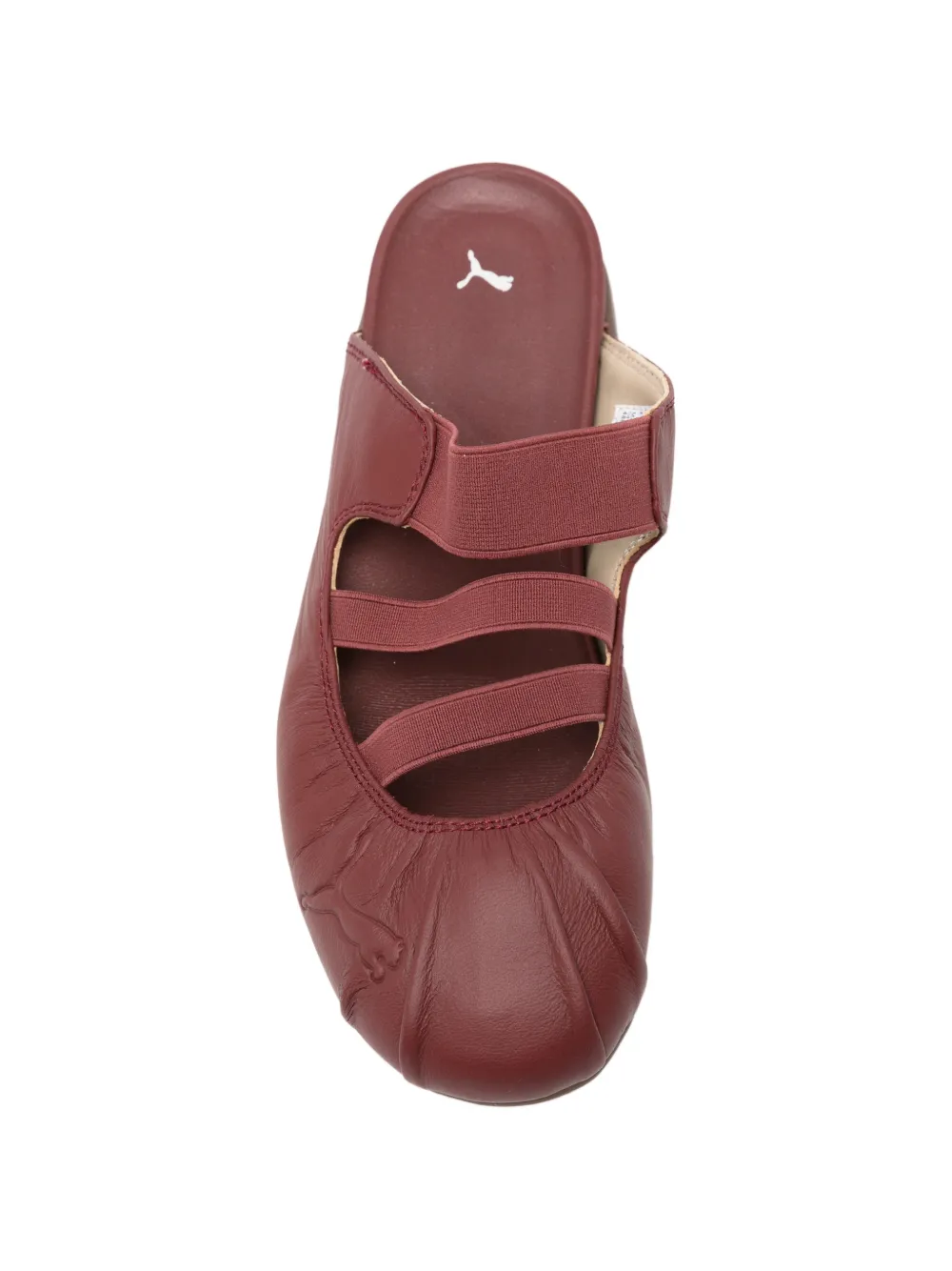 Burgundy shoes, front view