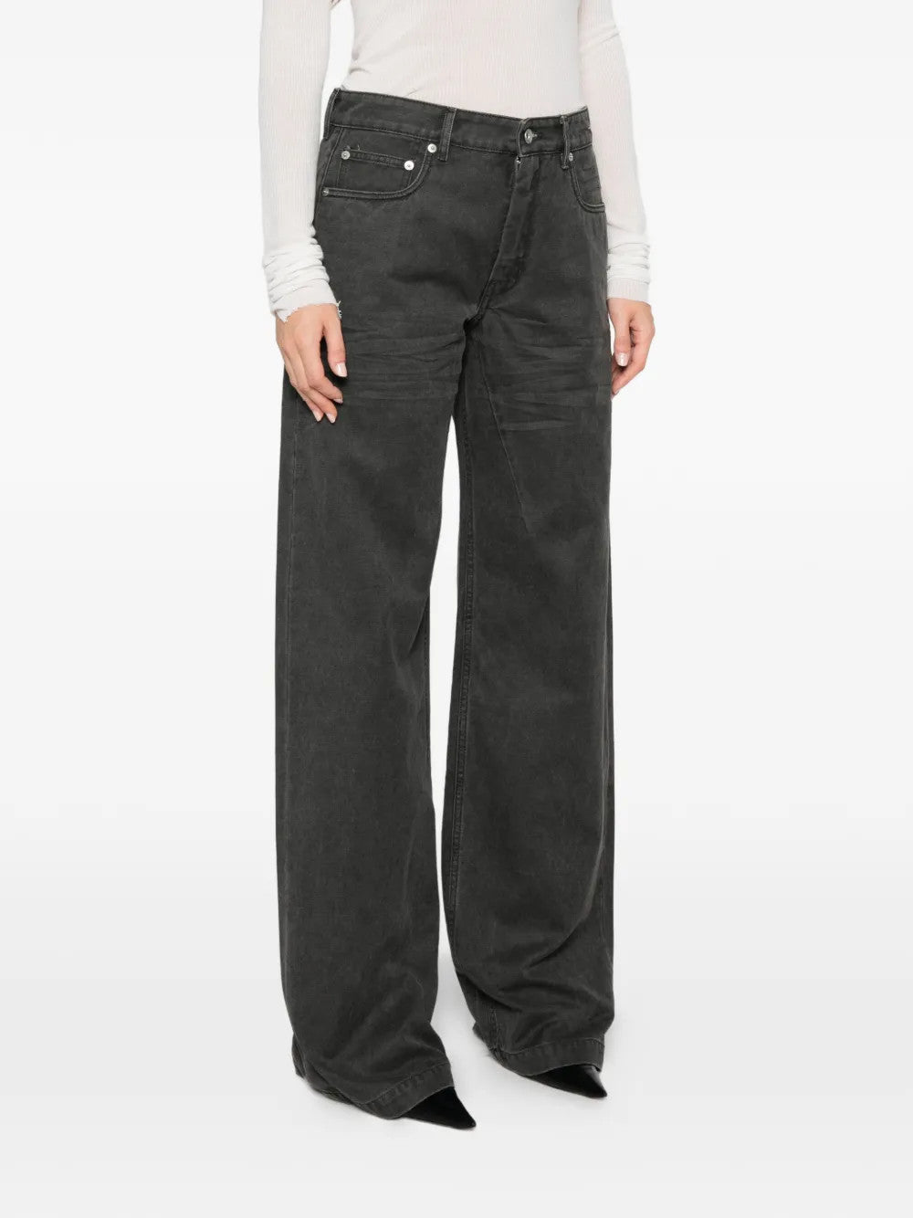 Grey pants, full body view