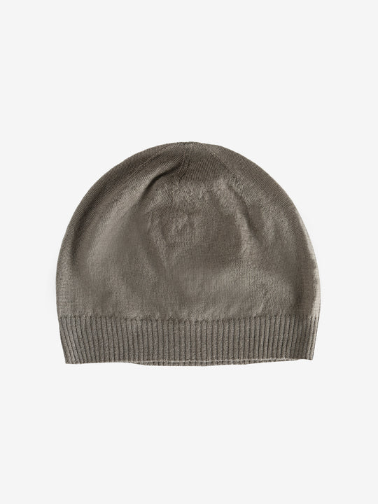 Gray knit beanie,back view