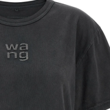 Close up of black t-shirt,showing texture of the cotton fabric