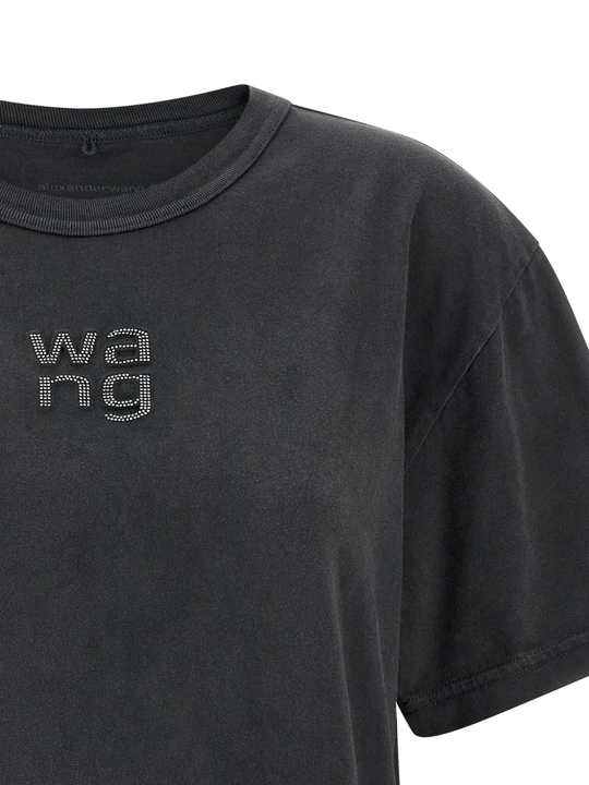 Close up of black t-shirt,showing texture of the cotton fabric