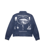 Navy jacket, back view