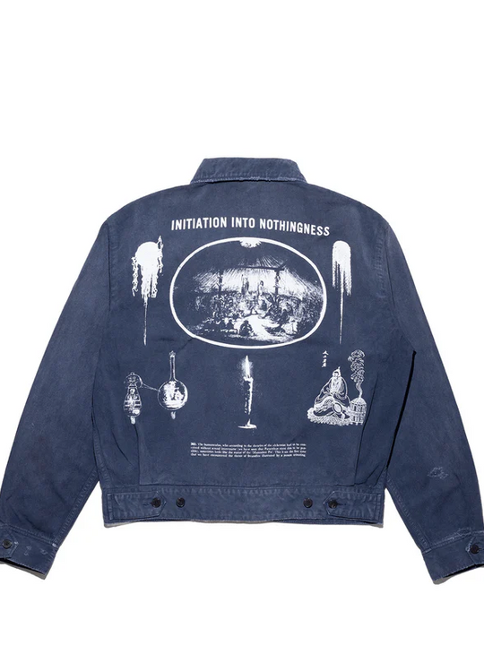 Navy jacket, back view