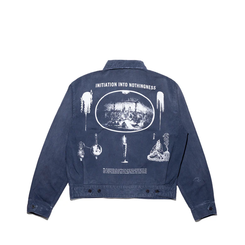 Navy jacket, back view