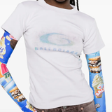 Close up of white t-shirt, showing texture of the Cotton fabric