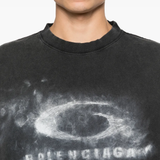 Close up of black t-shirt, showing texture of the Cotton fabric