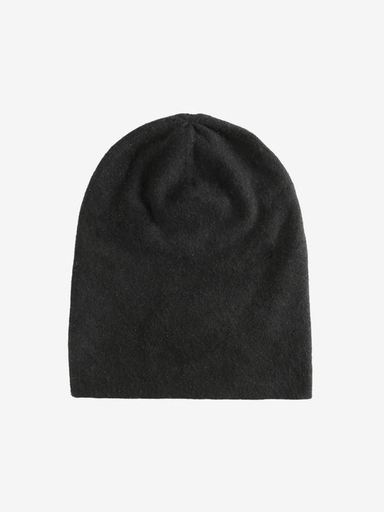 Black knit beanie,back view