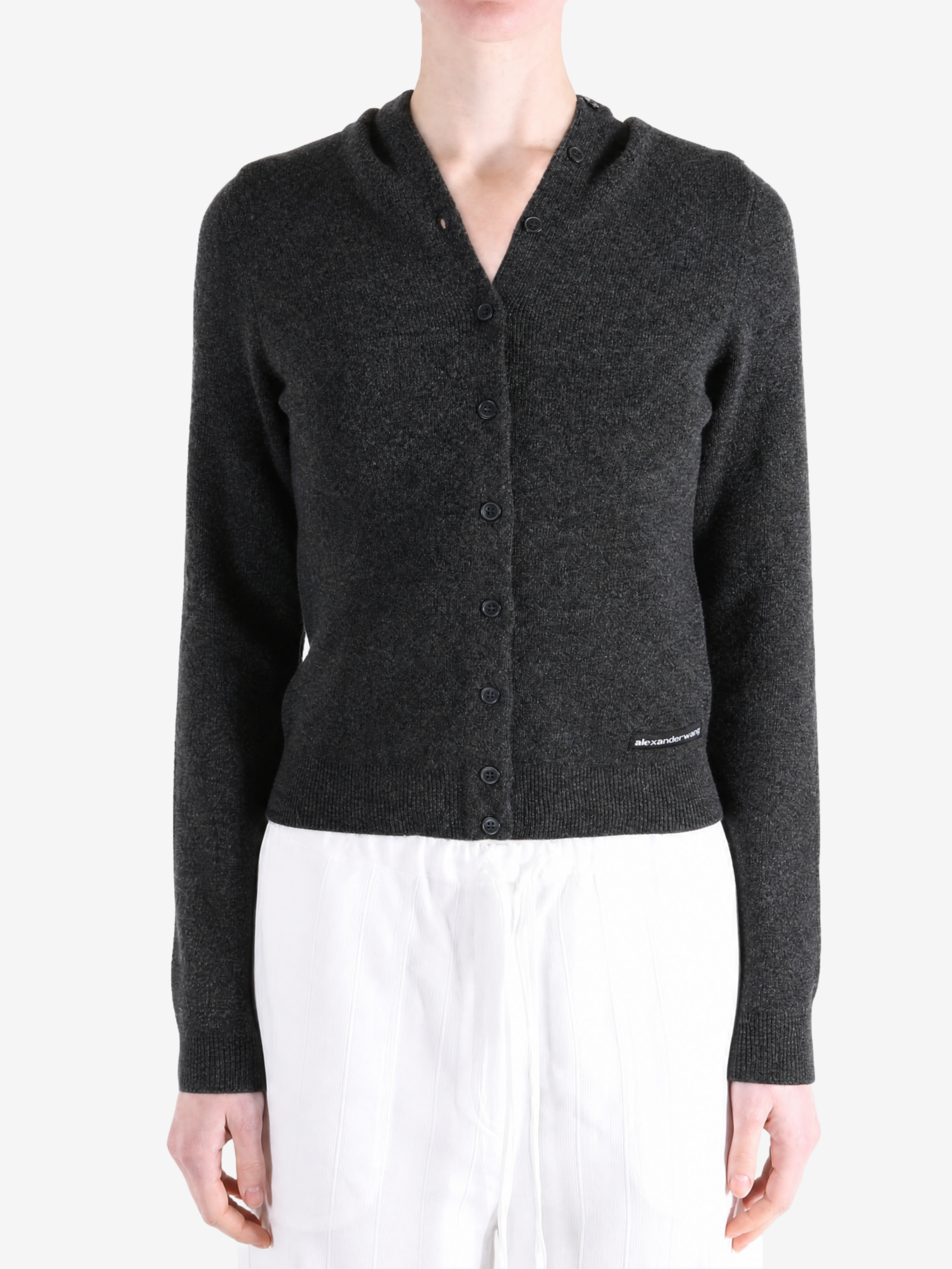 Grey knitwear, front view