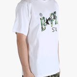 White tee, side view