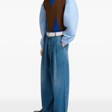 Blue pants, full body view