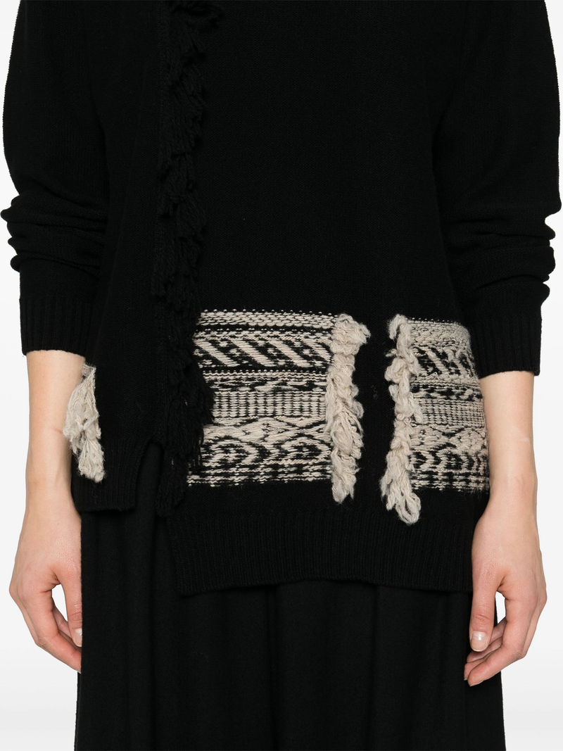 Y'S Women Jagged Edge Knit JQ Sweater