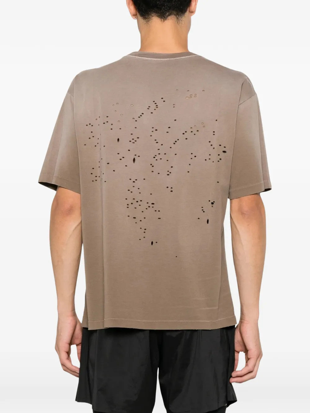 Tan t-shirt, full body view