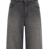 Close up of gray jeans， showing texture of the cotton fabric