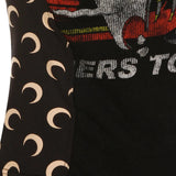 Close up of Black t-shirt, showing detail