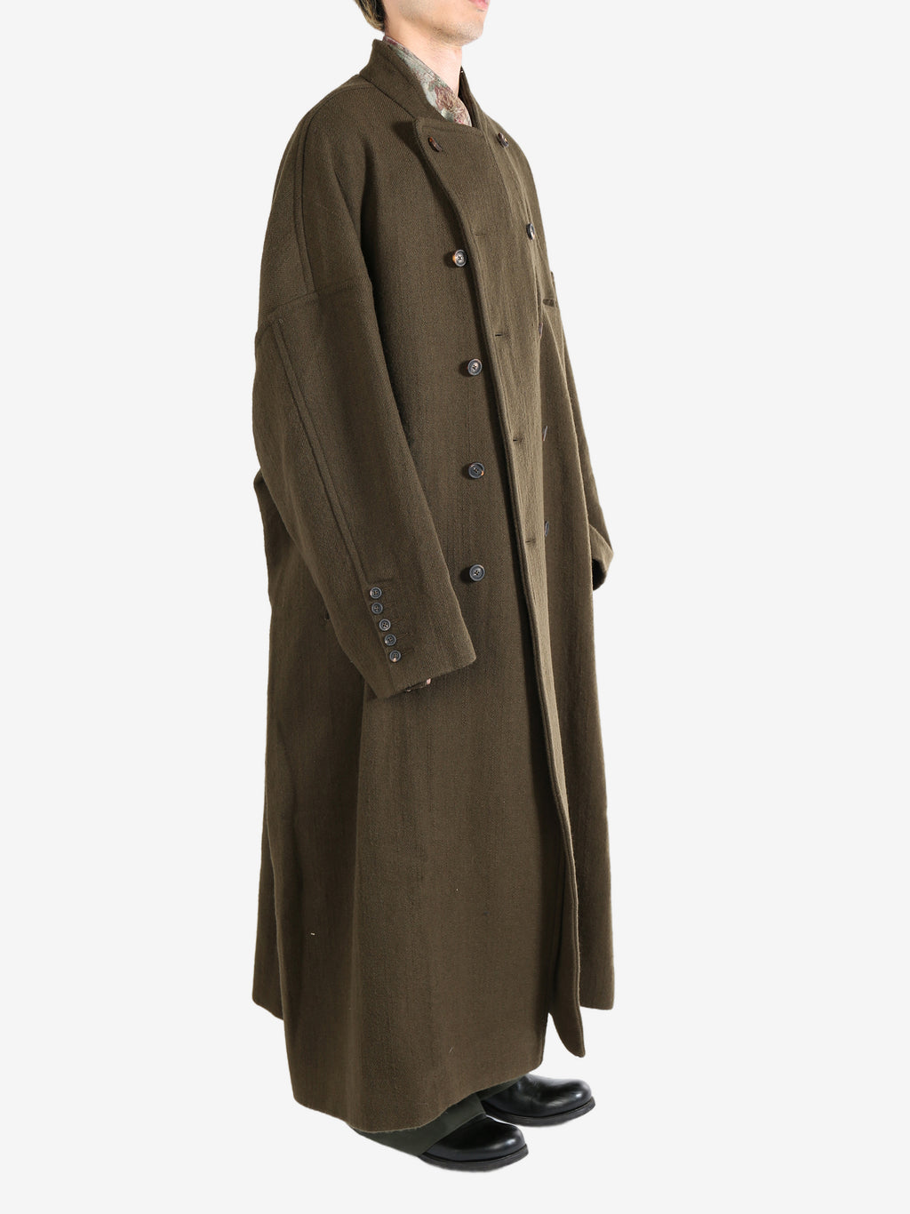 ZIGGY CHEN - Men Double-Breasted Stand Collar Coat