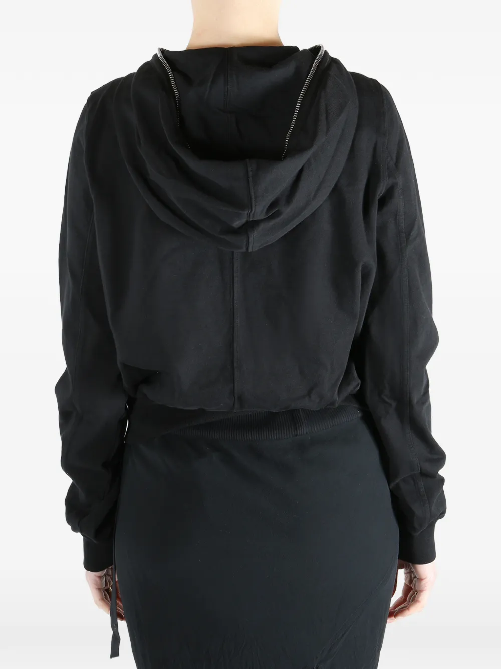 Balck sweats-hoodies worn by a person, showing the fit