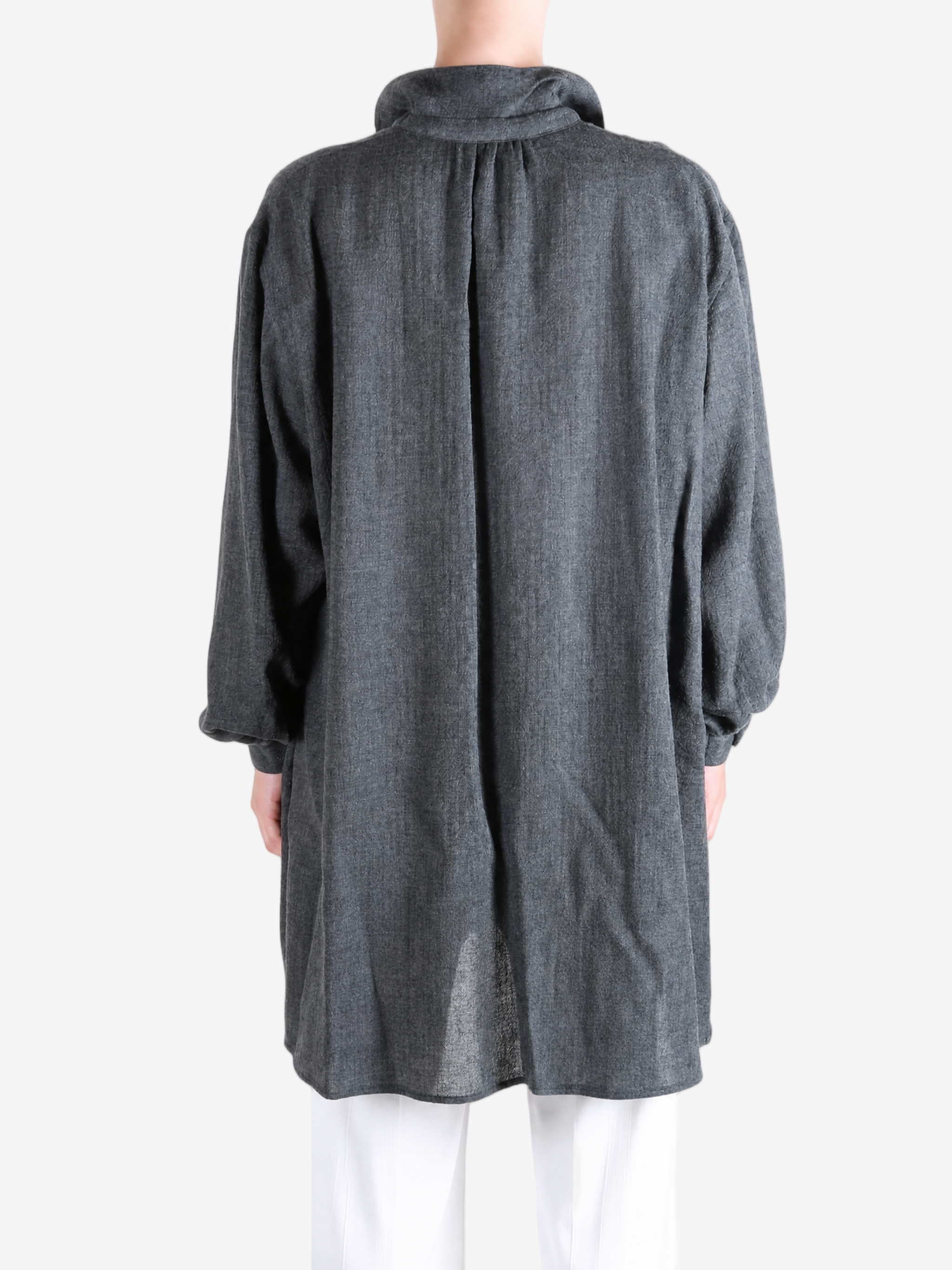 Grey shirt, full body view