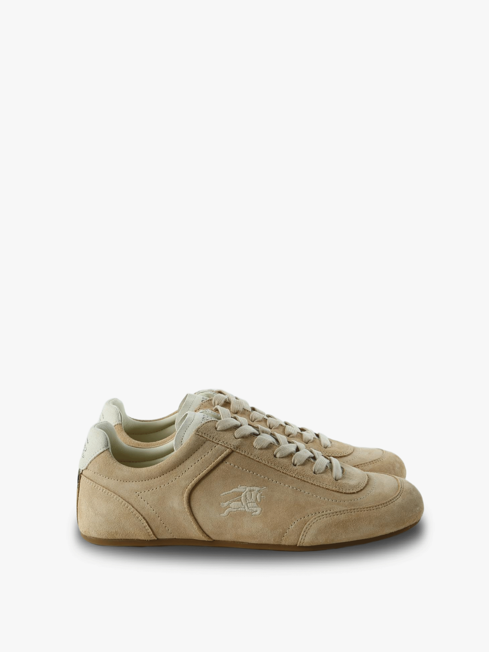 Tan sneakers, front view