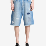 Blue shorts, full body view