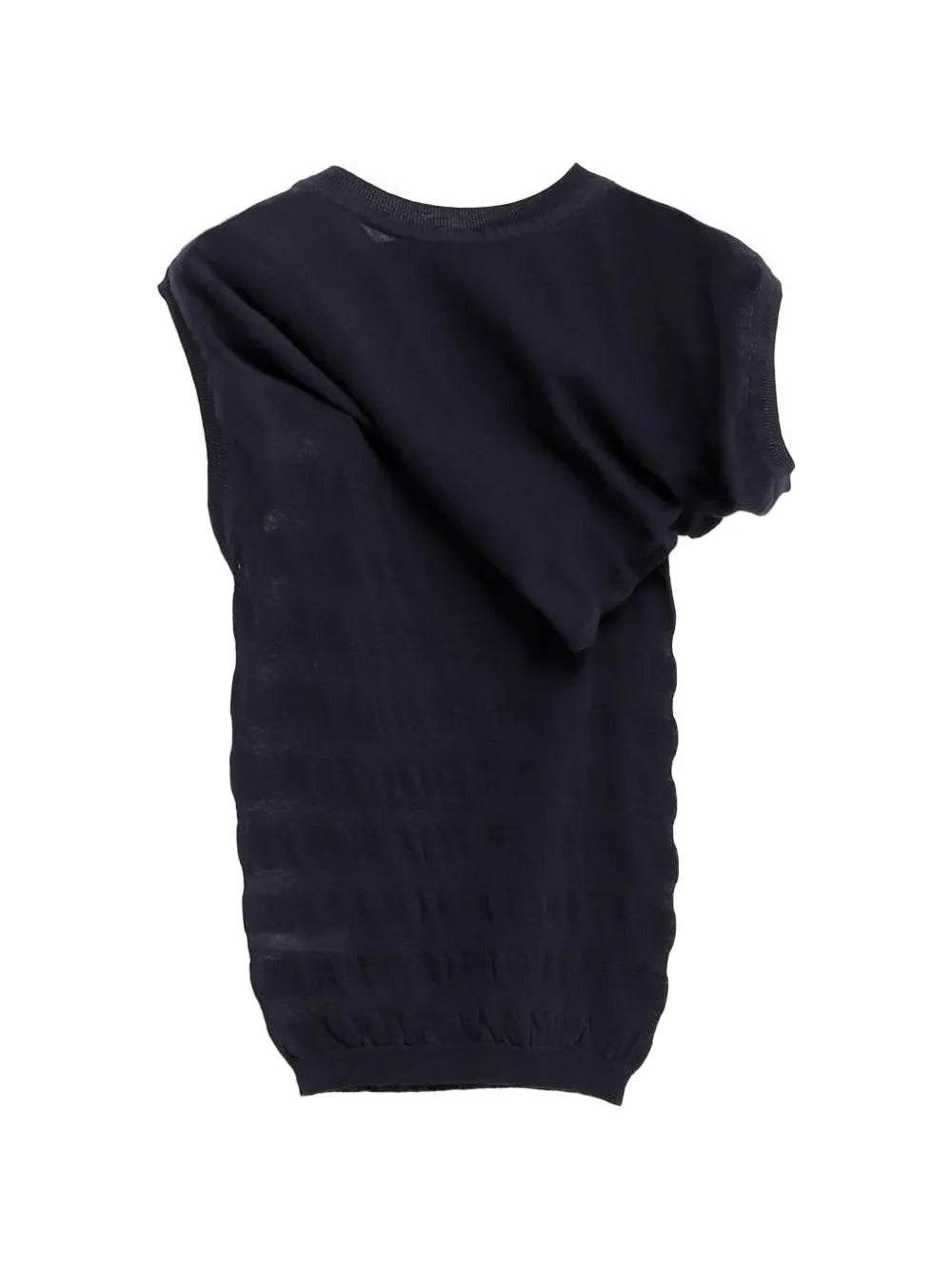 Navy top, front view