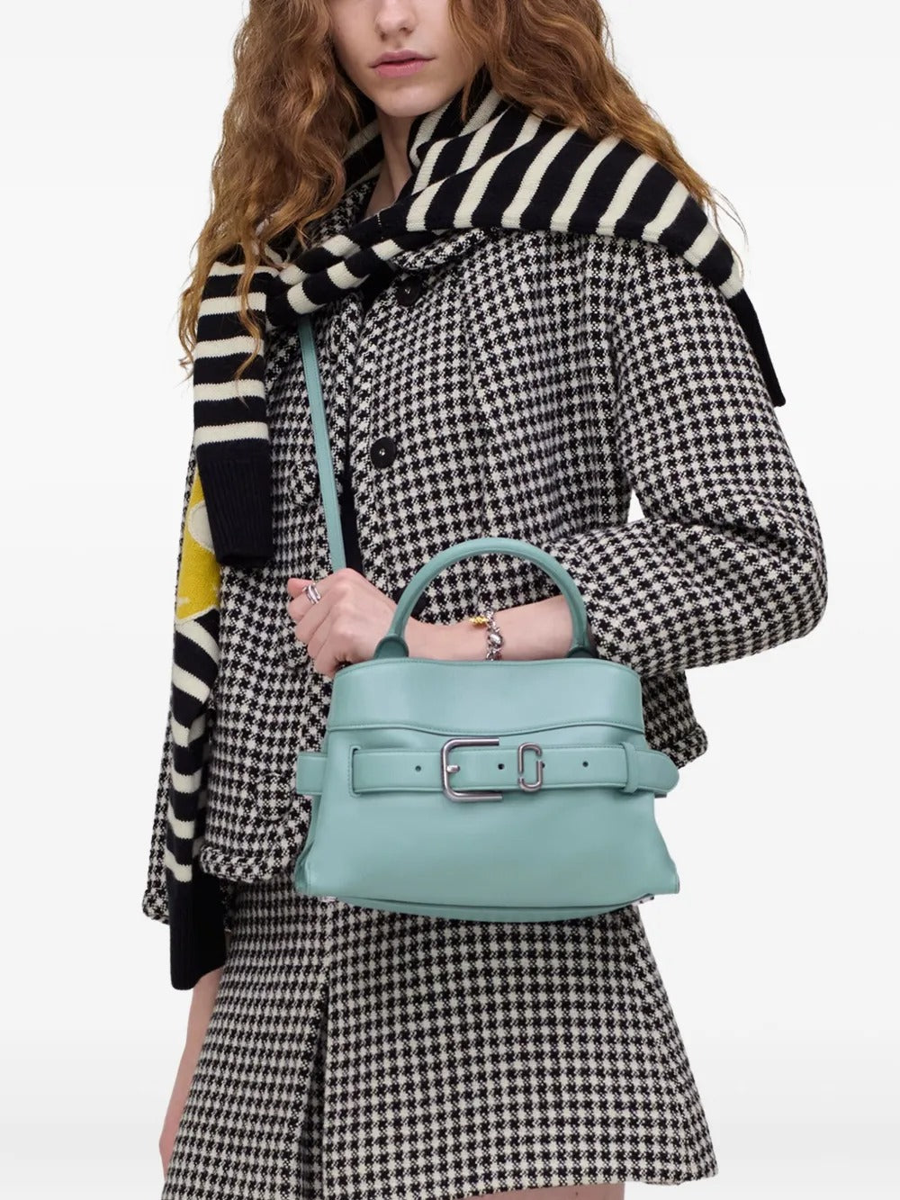 Blue bag worn by a person, showing the bag's fit