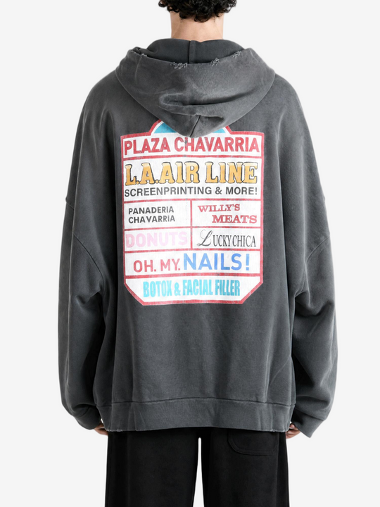 Black hoodie, full body view