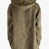 Brown jacket worn by a person, showing the jacket's fit