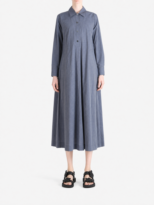 Navy dress, full body view