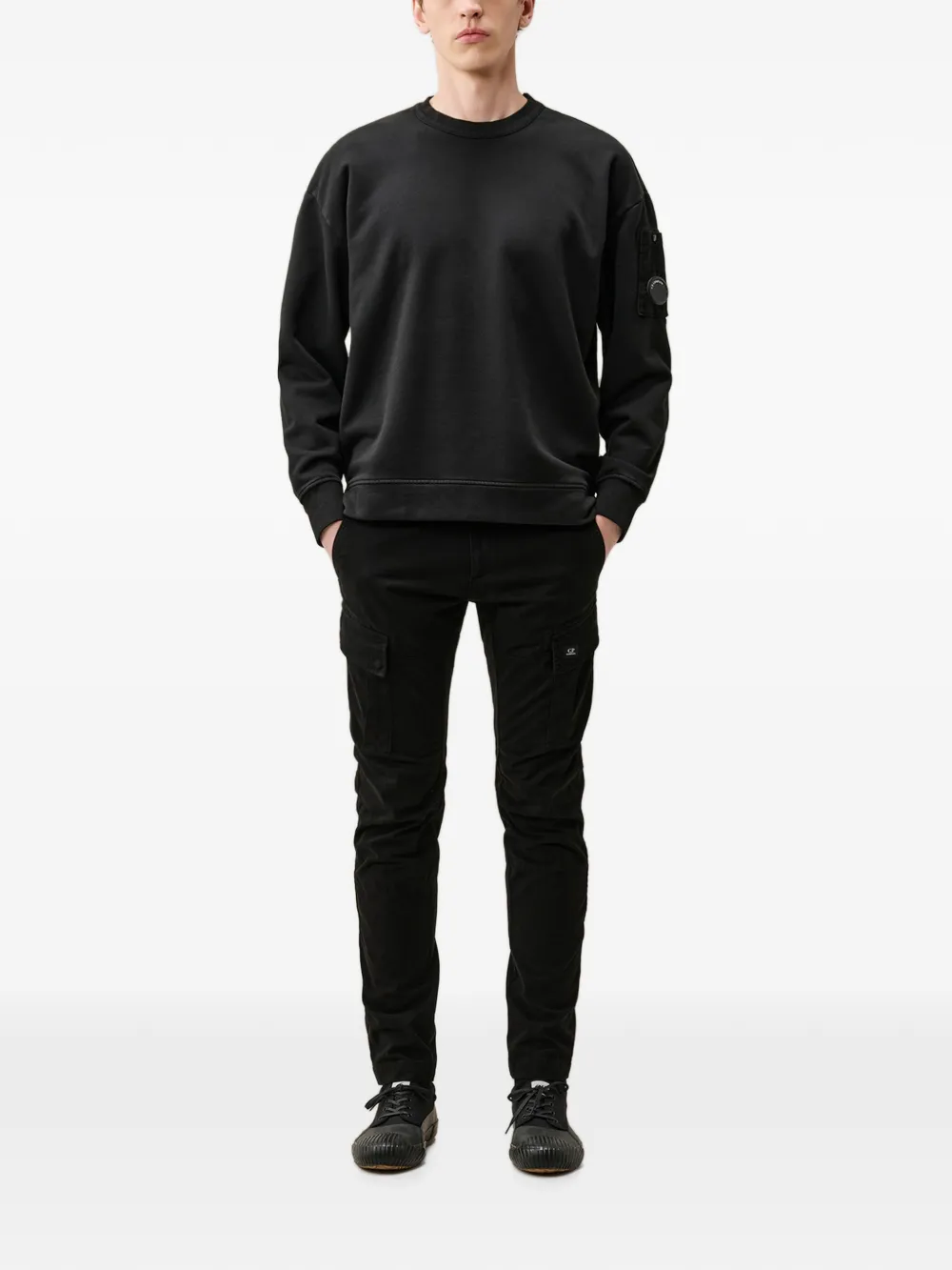Black hoodie, full body view