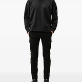 Black hoodie, full body view