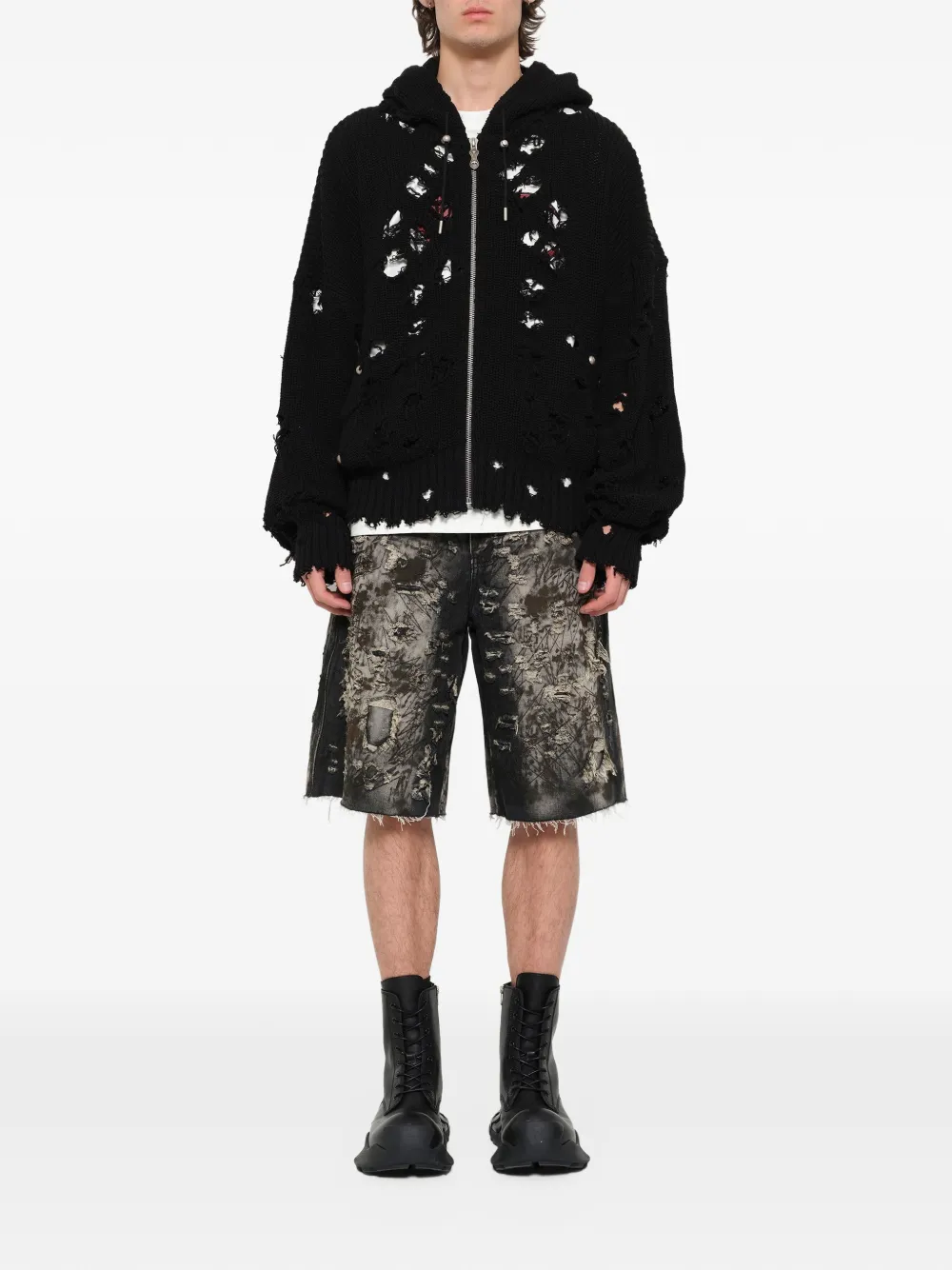 Black hoodie, full body view