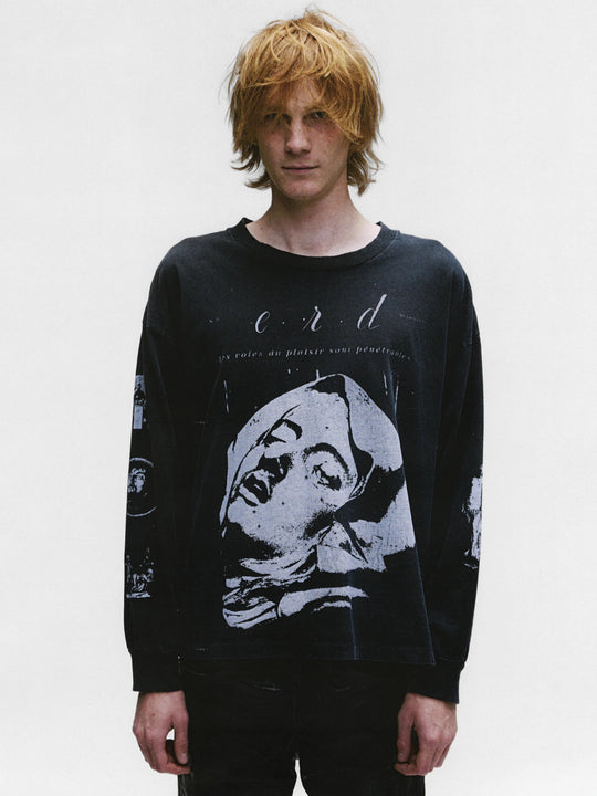 Black shirts worn by a person, showing the shirts fit