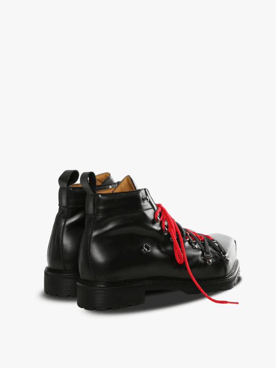 Black boots, back view