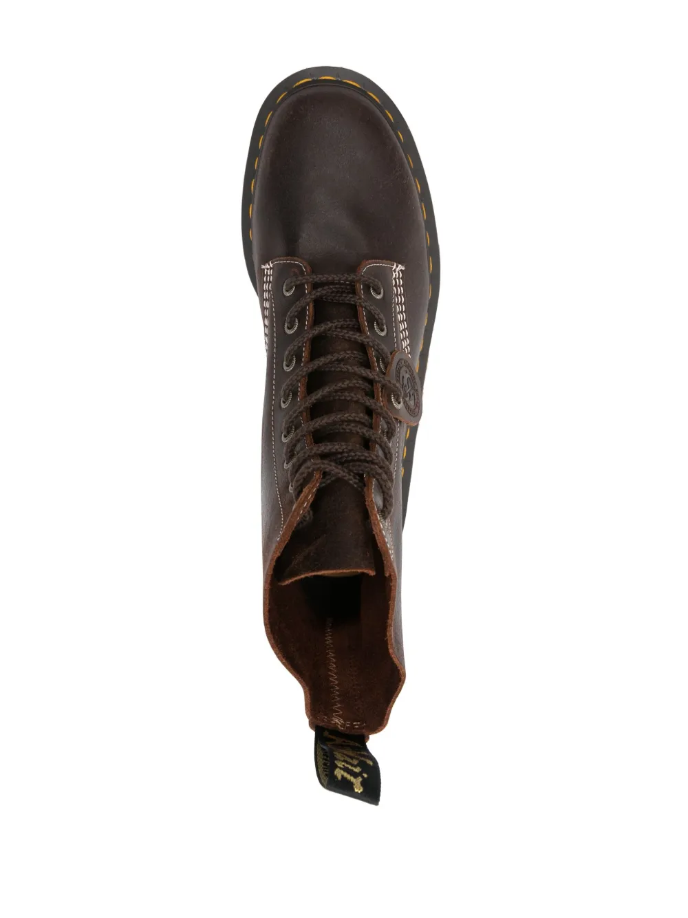 brown boots, top view