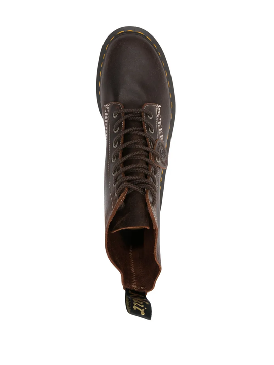 brown boots, top view